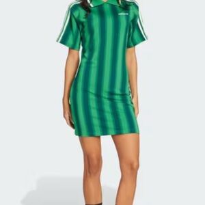 Adidas Women's Green Striped Footie Mini Dress